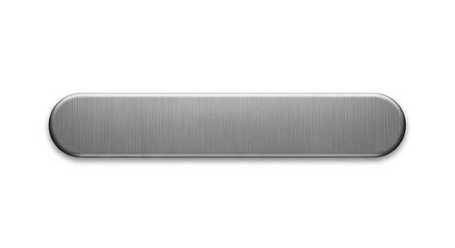 Brushed Metal Rectangle Button with Rounded Corners Isolated on White Background