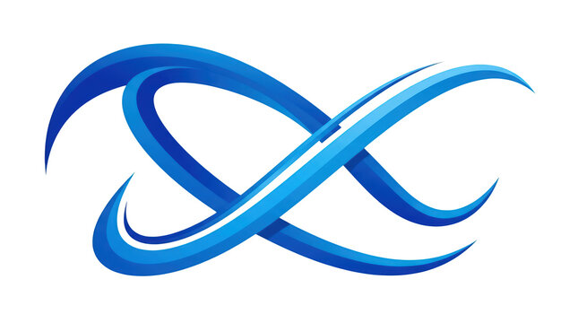Abstract blue swoosh logo design element isolated on transparent background