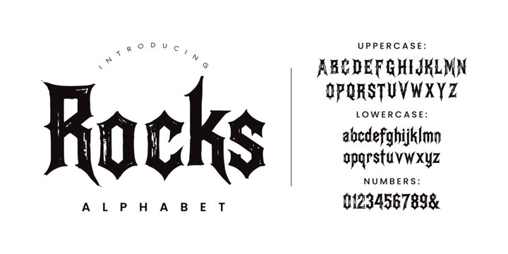 Rocks Rocks Heavy Metal Rock Band Font Style For Dark Poster Vector