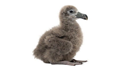 Small fluffy grey albatross chick sitting on transparent background © James
