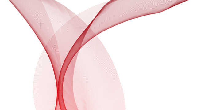 Dynamic red wavy lines forming smooth abstract curves against minimalist white background creating modern digital art graphic design template illustration for creative projects
