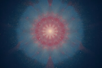 Fototapeta premium Sacred geometric form surrounded by auras in a night sky setting with stars and energy patterns