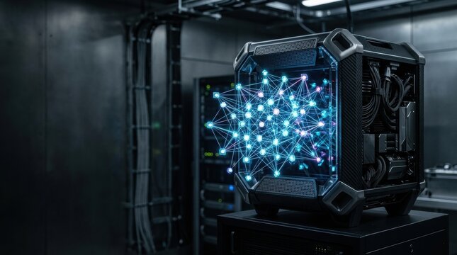 AI threat hunting engine analyzing, symbolizing modern innovation and digital transformation in corporate industry