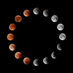 Plakat Crescent and full moon phases in circular arrangement