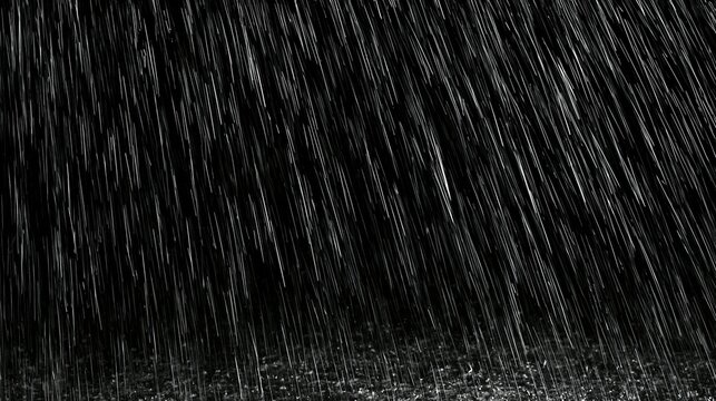 Heavy rain falling against dark background