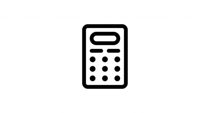 Calculator outline icon looping animation, finance math symbol motion graphic for business and accounting presentation design use