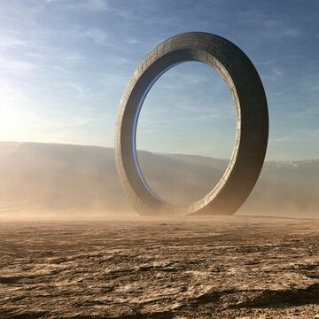 Mysterious ring structure on alien landscape