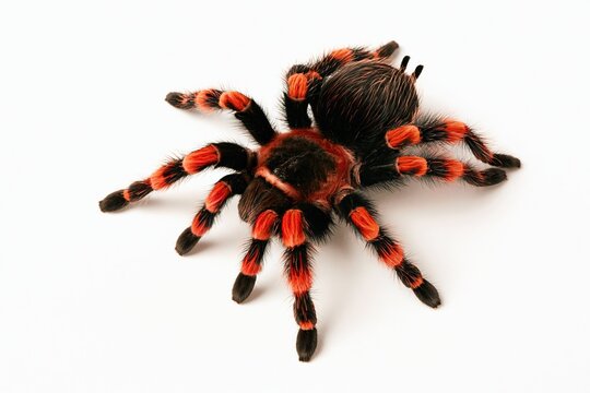 Closeup of a large tarantula with red and
