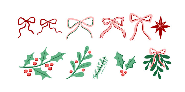 Christmas Hand Drawn vecor frame. Festive Holiday clipart. Folk Decor Elements. Festive Border
