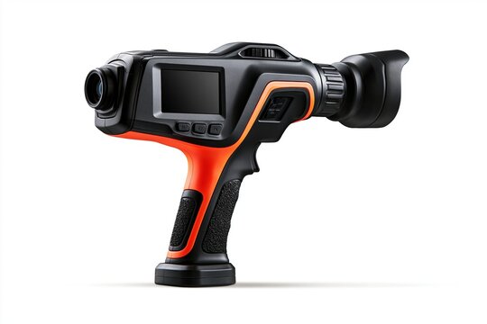Black and orange thermal imaging camera isolated on