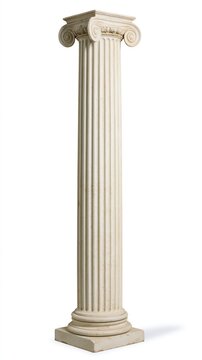 Classical Ionic column standing isolated on white background