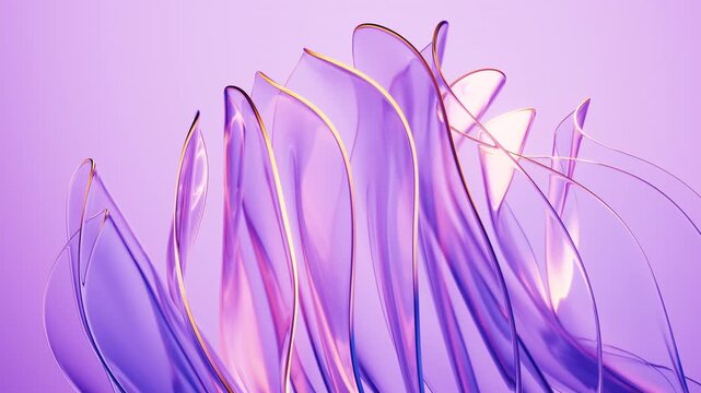 Flowing transparent purple wave cloth background, 3d rendering.