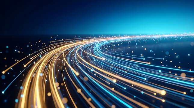 Abstract Swirling Lines of Light Representing Data Flow and Speed light trails technology