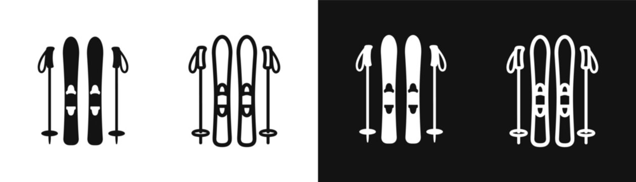 Ski equipment icon set
