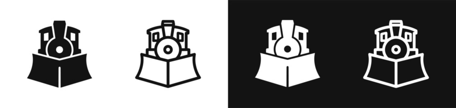 Train snowplow locomotive icon set vector illustration