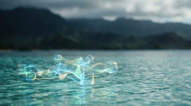 Holographic liquidity pool, symbolizing modern innovation and digital transformation in corporate industry