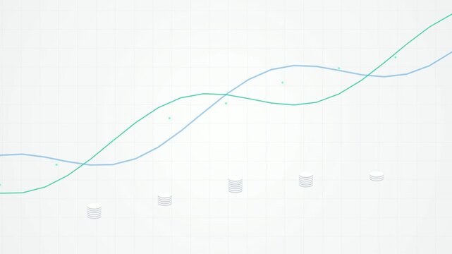 Abstract Background with Oscillating Lines and Cubes Data Visualization Concept