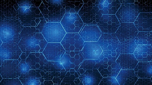 glowing blue hexagonal grid technology background