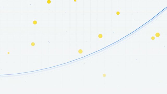 Abstract yellow dots on light background with blue curve motion graphics clean simple futuristic