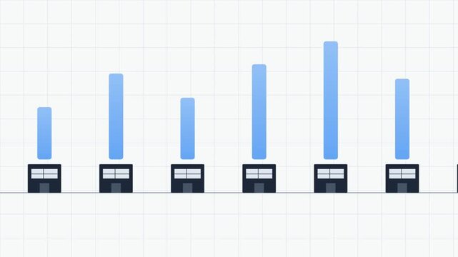Animated Bar Chart Data Visualization with Grid Background and Blue Bars