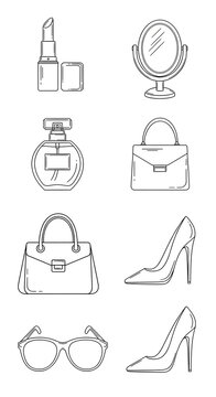 Minimalist Fashion and Beauty Icons Set for Modern Lifestyle Design