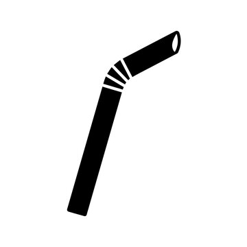 Flexible drinking straw silhouette graphic isolated on transparent background useful for food beverage menus party supplies or digital art creation projects.