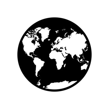 World globe map silhouette icon black shape isolated on transparent background perfect for travel industry global business communication geography or climate data.