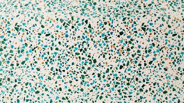 Close-up of terrazzo stone slab with colorful aggregate for interior design