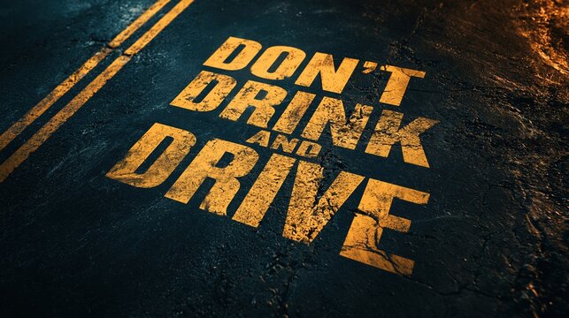 Don't drink and drive painted on asphalt road