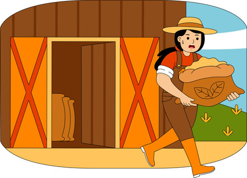 People Farming and Gardening Vector Illustration