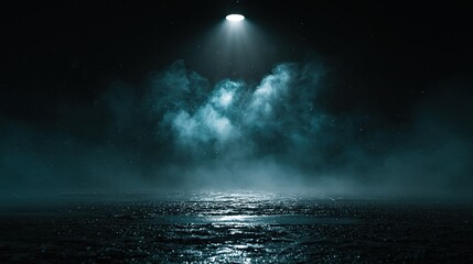 Fototapeta premium Mysterious moonlit night scene with clouds and water