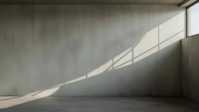 Empty Concrete Room Sunlight Window Shadow Creating Calm Geometric Architectural Space Patterns