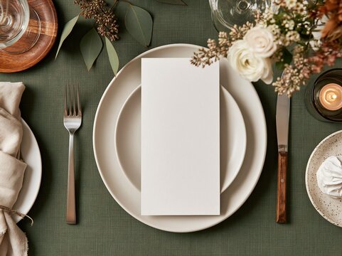 Elegant dinner table setting with floral centerpiece and
