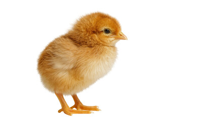 Fluffy golden chick standing, isolated on transparent background © George