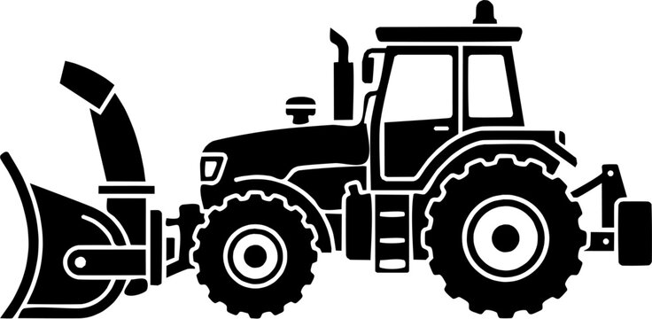 Black and white snow blower tractor icon