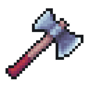 pixel art axe isolated on transparent background