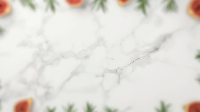 Fig Fruit Rosemary Marble Background Culinary Food Border Copy Space Design