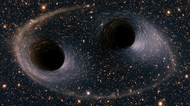 Two black holes merging in deep space among