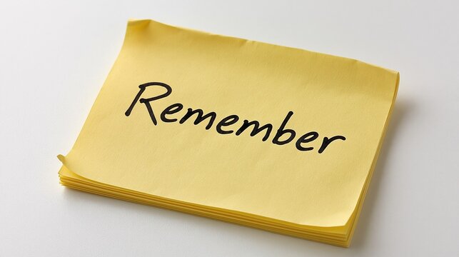 Yellow sticky note stack with remember written in
