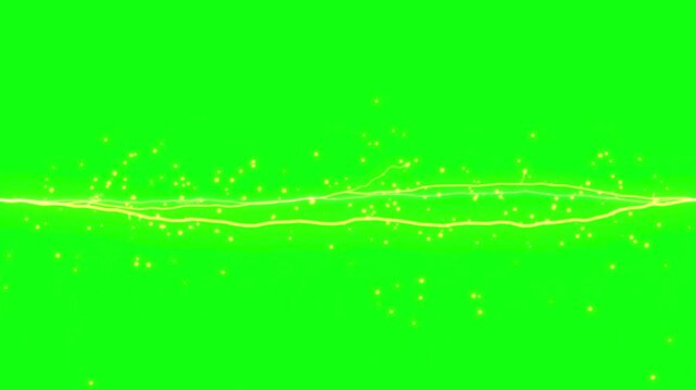 Green Screen Electric Beam with Floating Particles Horizontal Lightning Chroma Key