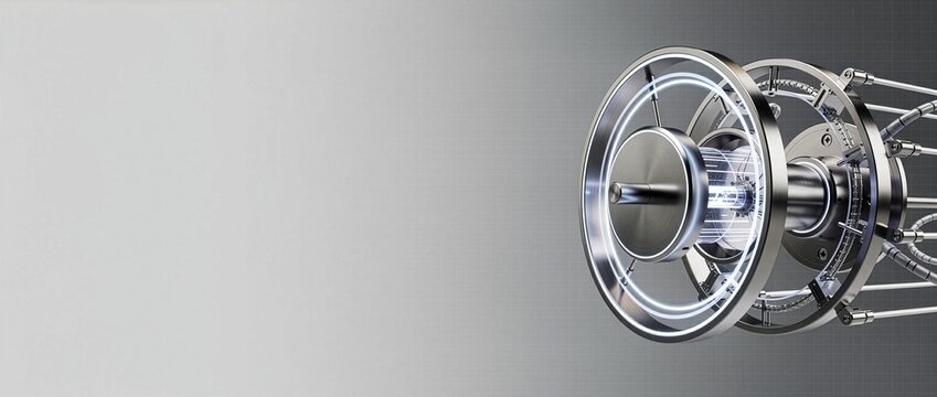 3D Abstract Render of Quantum Gravity Gradiometer Core for Space Earth Observation with Copy Space (21:9 Web Header)