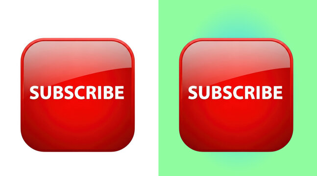 Glossy red square subscribe button digital icon