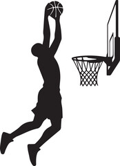 Basketball Player Jumping To Score Powerful Dunk © Vectors Specialist