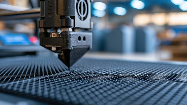 Close-up of 3d printer extruder creating plastic filament