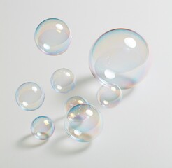 Obraz premium colorful soap bubbles floating on white background