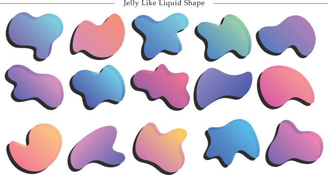 Jelly Like Liquid Shape Vector Collection with 15 Organic Amorphous Fluid Blobs in Gradient Colors for UI and Graphic Design