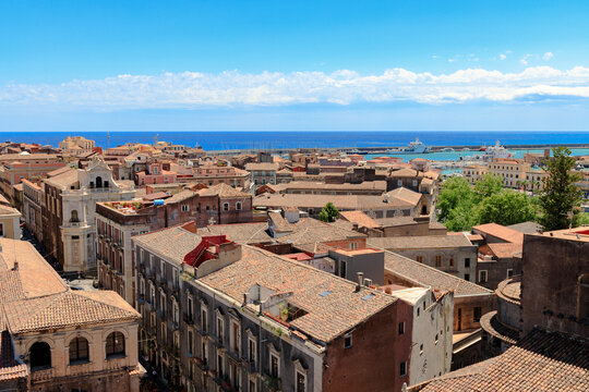 old large European city roof top houses aerial view landmark travel south Mediterranean region destination site