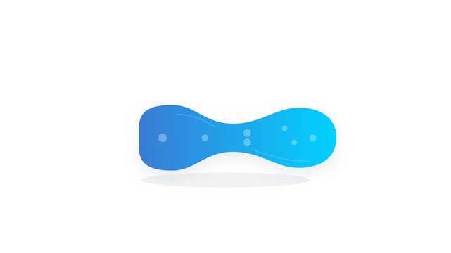 Running shoe sole cross-section icon with blue teal gradient and sequential pressure sensor light animation