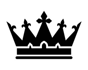 Black silhouette of a royal crown icon with decorative fleur de lis details © ZOHAIB