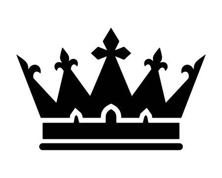 Black silhouette of a royal crown icon with decorative fleur de lis details